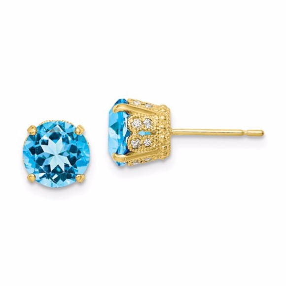 Jewelry - 10K Blue Topaz Post Earrings